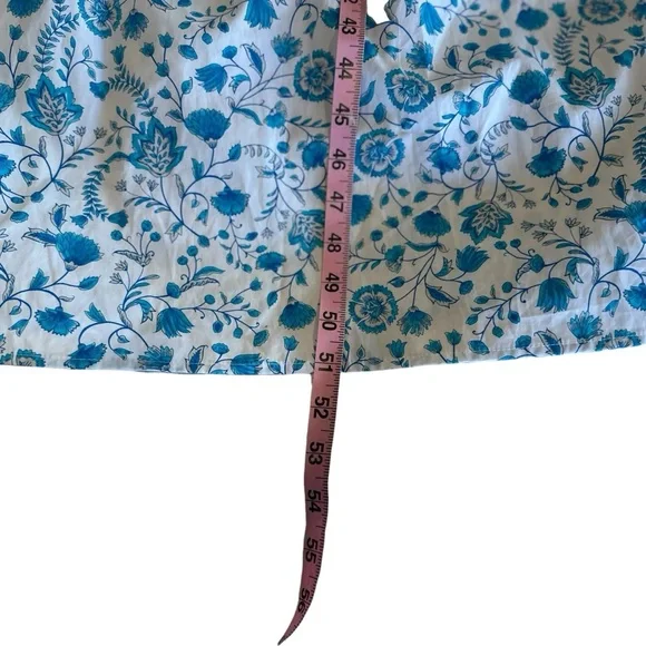 Draper James Floral Dress Blue & White Ruffle Sleeve 100% Cotton Maxi Size XXL - Picture 9 of 10